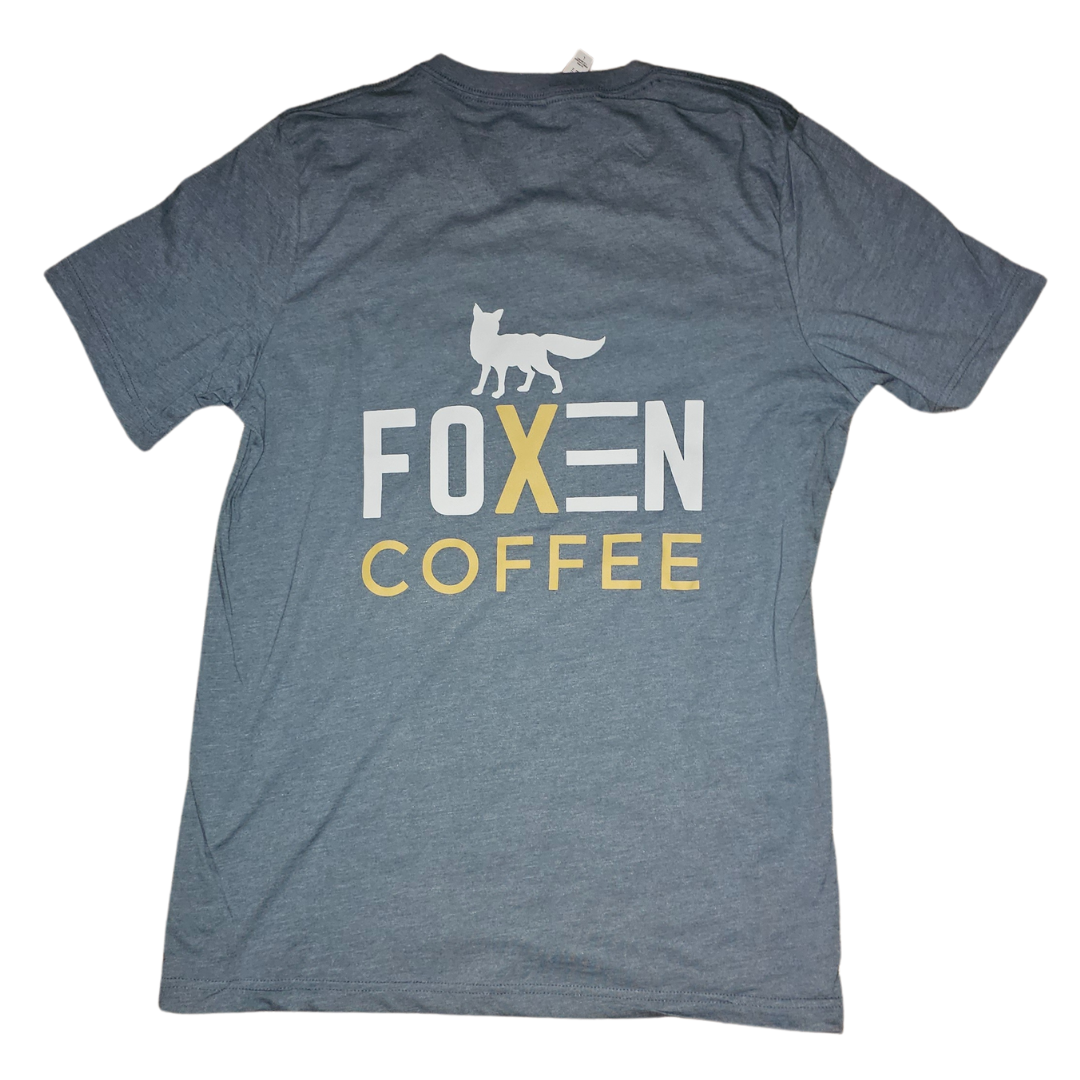 Foxen Coffee V-Neck T-Shirt, Blue