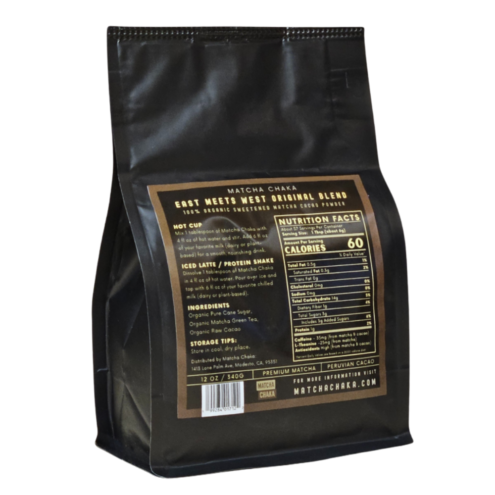 Matcha Chaka Premium Organic Japanese Matcha Green Tea Powder and Raw Cacao Blend