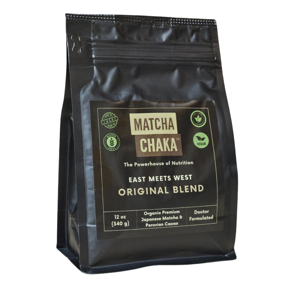 Matcha Chaka Premium Organic Japanese Matcha Green Tea Powder and Raw Cacao Blend