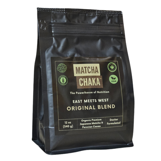 Matcha Chaka Premium Organic Japanese Matcha Green Tea Powder and Raw Cacao Blend