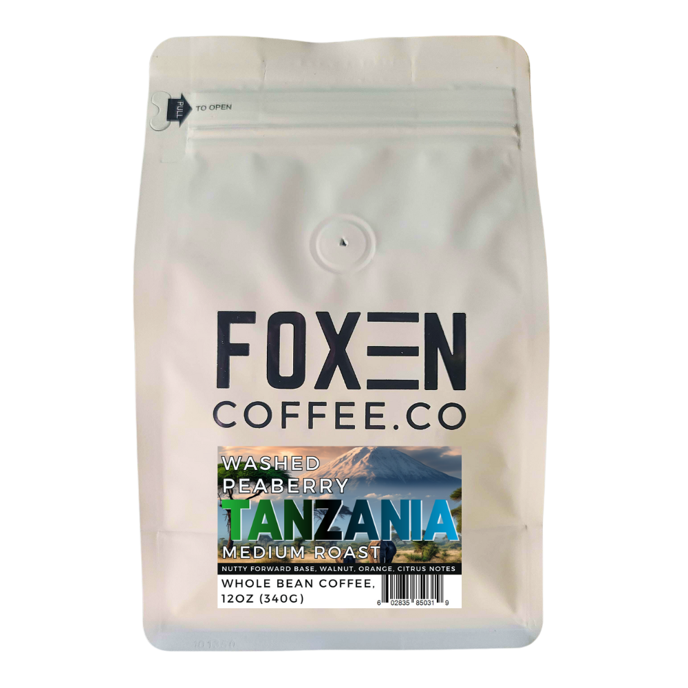 Tanzania Peaberry Whole Bean Medium roast Coffee 12 ounce