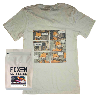 Foxen Coffee V-Neck T-Shirt & Coffee Bundle