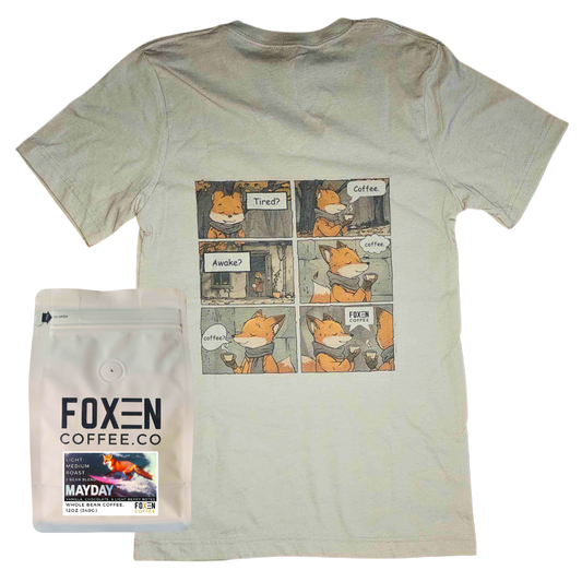 Foxen Coffee V-Neck T-Shirt & Coffee Bundle